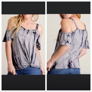 BOGO FREE! Tie Dye Cold Shoulder Top